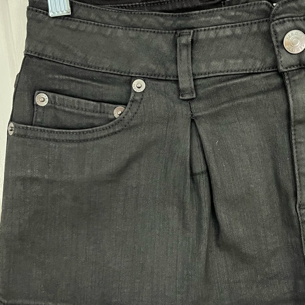 SER.O.YA RILEY WAX COATED BLACK DENIM MINI SKIRT 26 NEW Edgy Grunge Bikercore - Picture 7 of 14